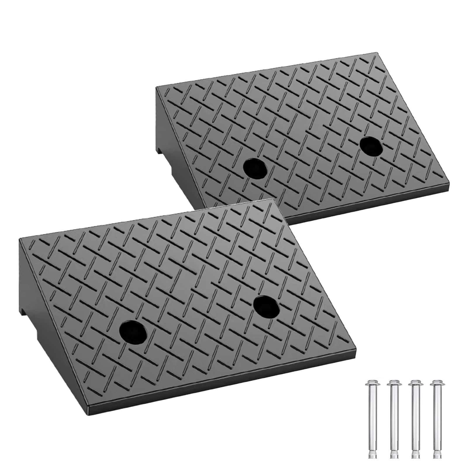 Zestaw 2 wytrzymałych gumowych ramp do krawężnika, wysokość progu, 5 cm/10 cm/14 cm, antypoślizgowe rampy do schodów, wózków inwalidzkich, chodników, wjazdów, ramp załadunkowych, samochodów, rowerów i