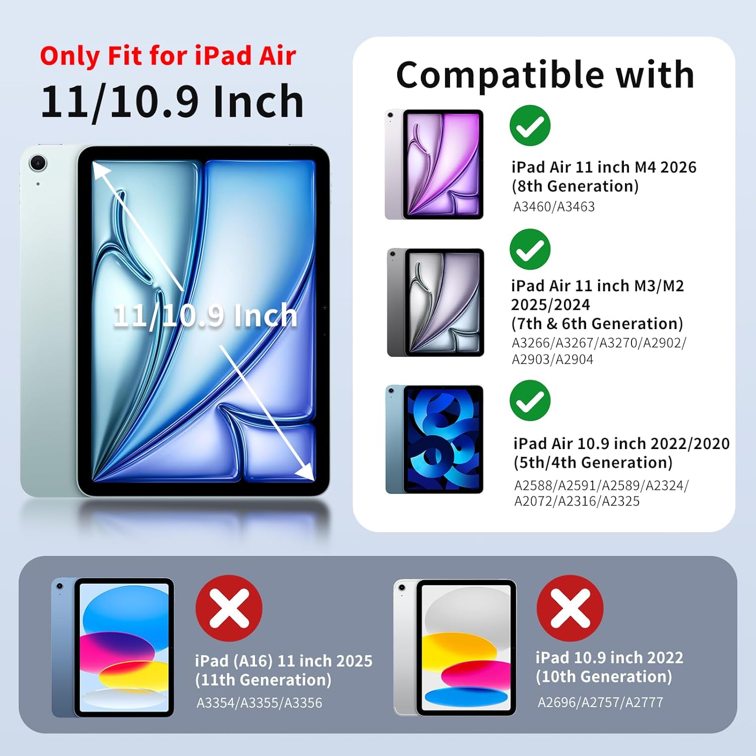 MoKo for iPad Air 11 Inch Case (M4/M3/M2) 2026/2025/2024, iPad Air 5th/4th Gen Case 10.9 Inch 2022/2020 with Pencil Holder, Screen Protector, Lens Protector, Magnetic Multi Angle, Blue Starry Sky