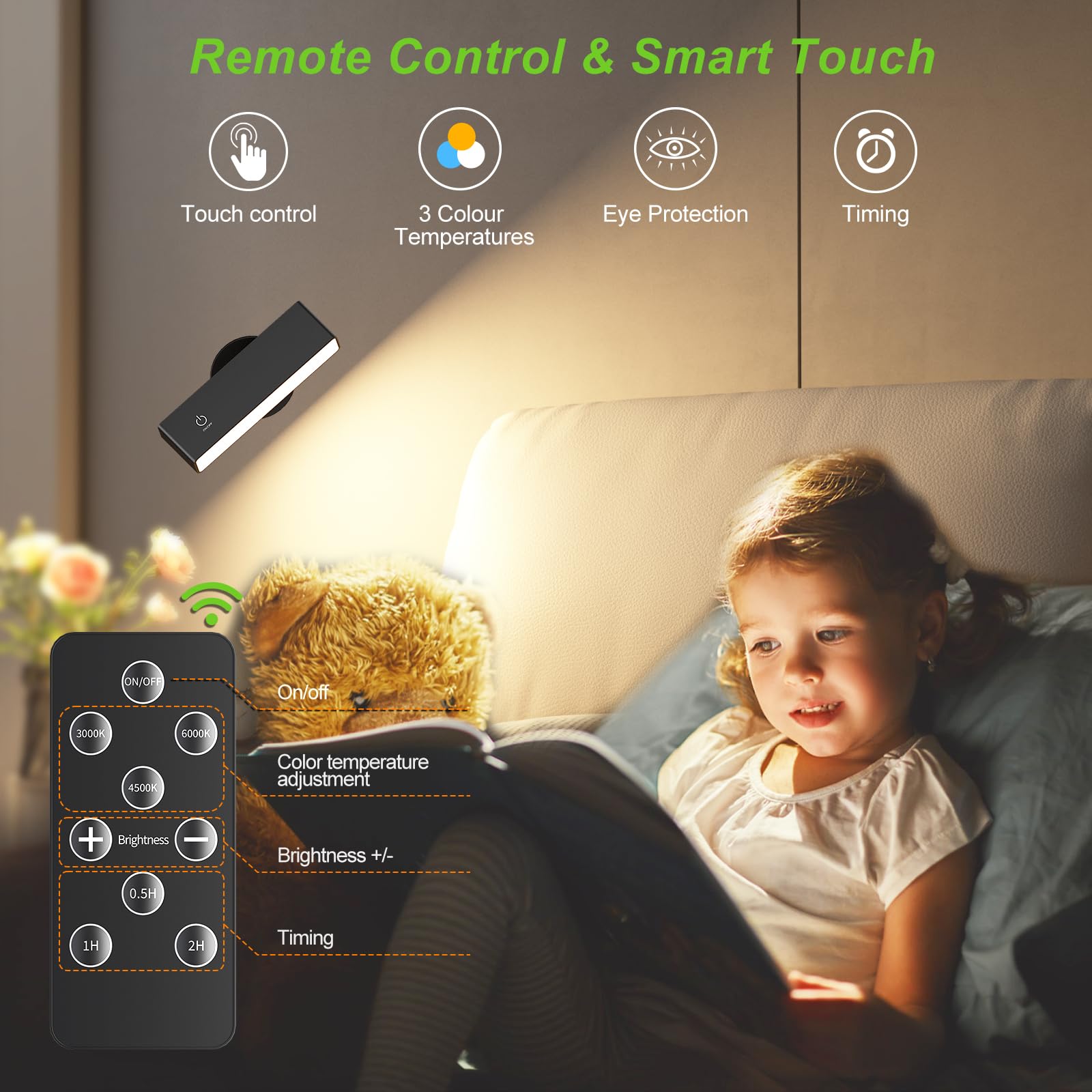 PopoIron Wandkandelaar met 7500mAh oplaadbare batterij LED-wandlamp voor slaapkamer met afstandsbediening, 3 kleuren draadloze wandlamp 360 ° draaibaar dimbare helderheid met 15 RGB-kleuren, wit, 1 PopoIron Wandkandelaar met 7500mAh oplaadbare batterij LED-wandlamp voor slaapkamer met afstandsbediening, 3 kleuren draadloze wandlamp 360 ° draaibaar dimbare helderheid met 15 RGB-kleuren, wit, 1