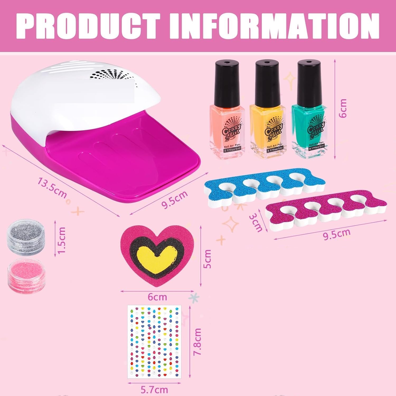 Kit Manicure per Ragazze 7 8+ Anni - Set Di Unghie per Ragazze, Smalti
