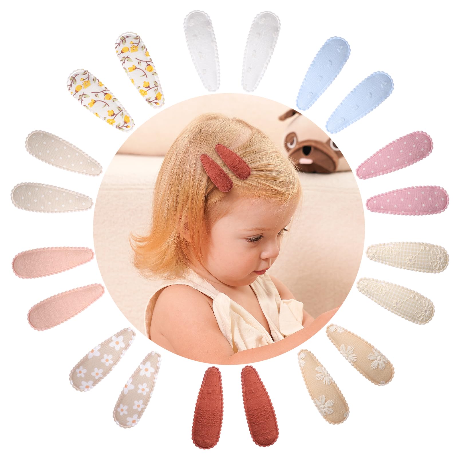 20pcs 2,2 Zoll Baby Mädchen Haarschleifen Blumen Druck Baby Mädchen Haar Bügen Clips Rutschfeste verpackte Snap Blumenclips für Haar Barretten Haarzubehör für Baby Kleinkind Mädchen Kinder