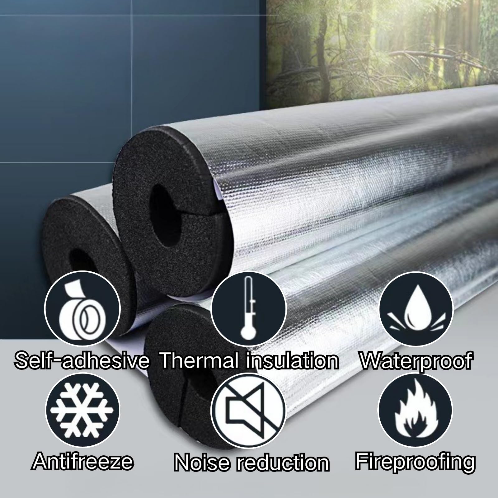 Aislamiento de Tuberias para Autoadhesivo esp 10-50mm, 20-219mm ID Aislamiento de Tuberías Aislante de Calor Tubo, Ignífugo de Coquilla Aislante(ID219mm x T50mm x L0.9m)