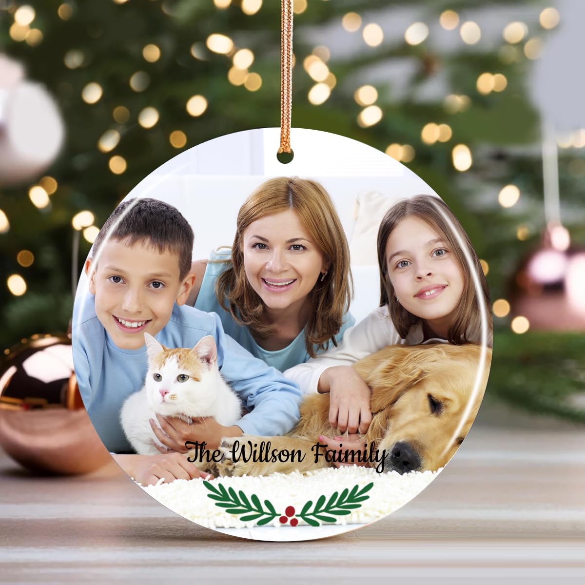 HOBULL Bola De Navidad Personalizada con Foto,Adorno áRbol Navidad Personalizado,Navidad Decoración 2024,Adornos Navidad Personalizados Regalos Navidad De Navidad para Familiares y Amigos