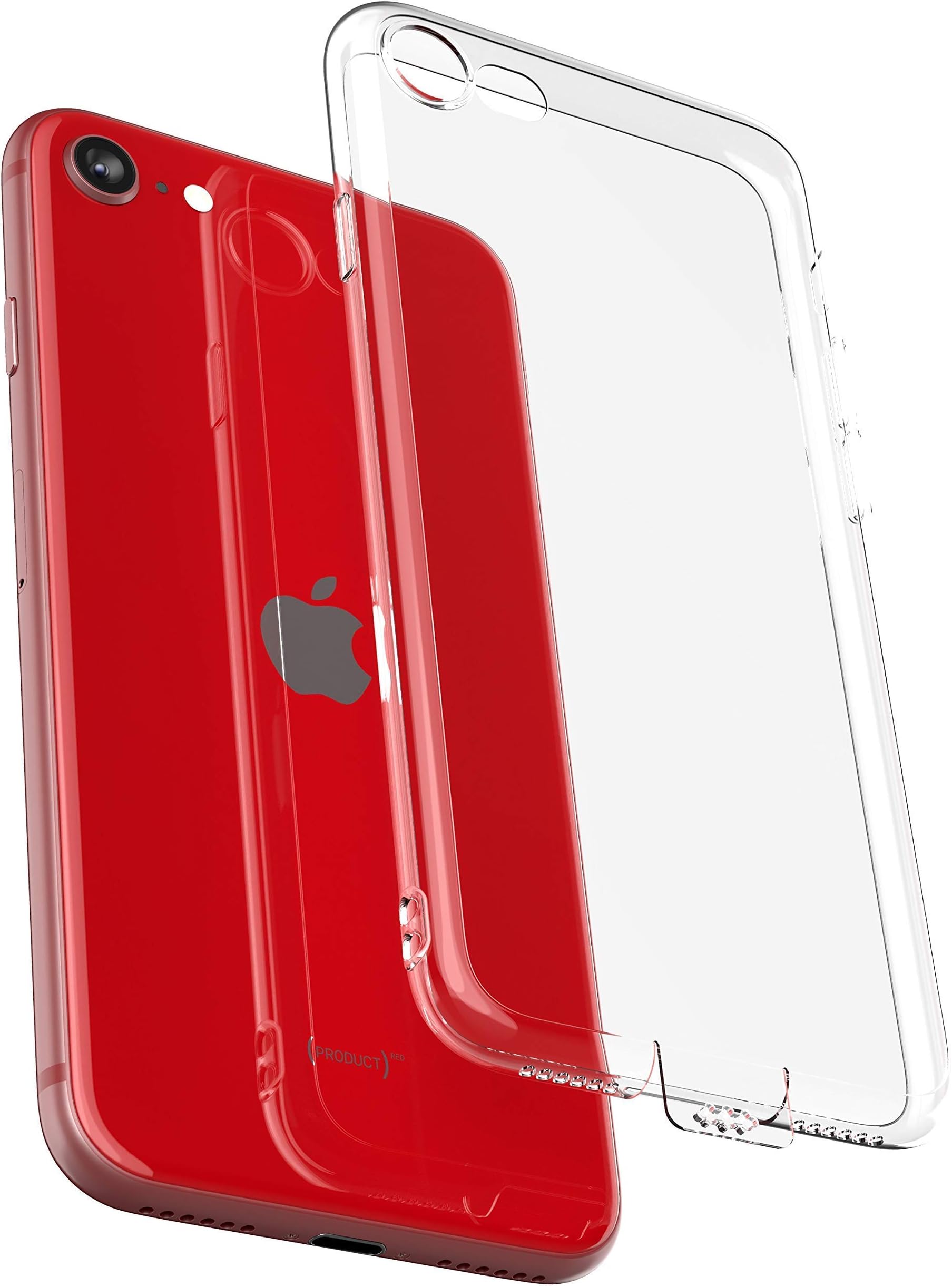 COVERbasics Case compatible with iPhone 7/8/SE 2020 (PROCAM) Slim Transparent Clear Silicon TPU Mobile Case with Camera Protection and Dust Caps