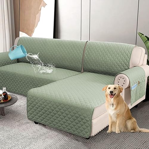 Miniatura 37 de H.VERSAILTEX Fundas de sofá modulares 100% impermeables de 2 piezas, fundas de sofá en forma de L, lavables para perros, antideslizantes