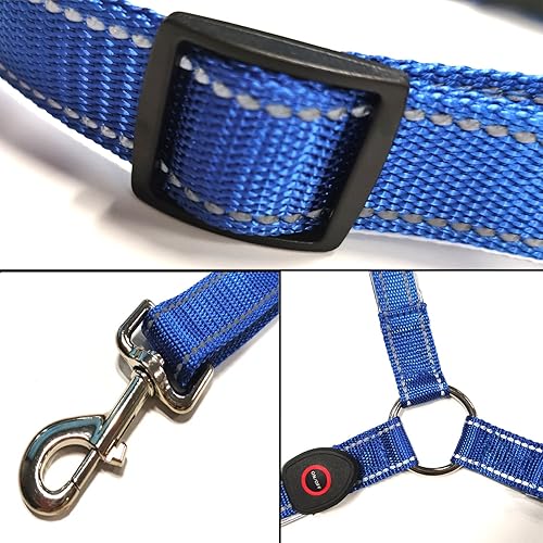 Miniatura 3 de SSZYace Collar de pectoral de caballo LED ajustable, barra de luz LED intermitente de nailon, arnés de seguridad ecuestre con 3 modos de iluminación