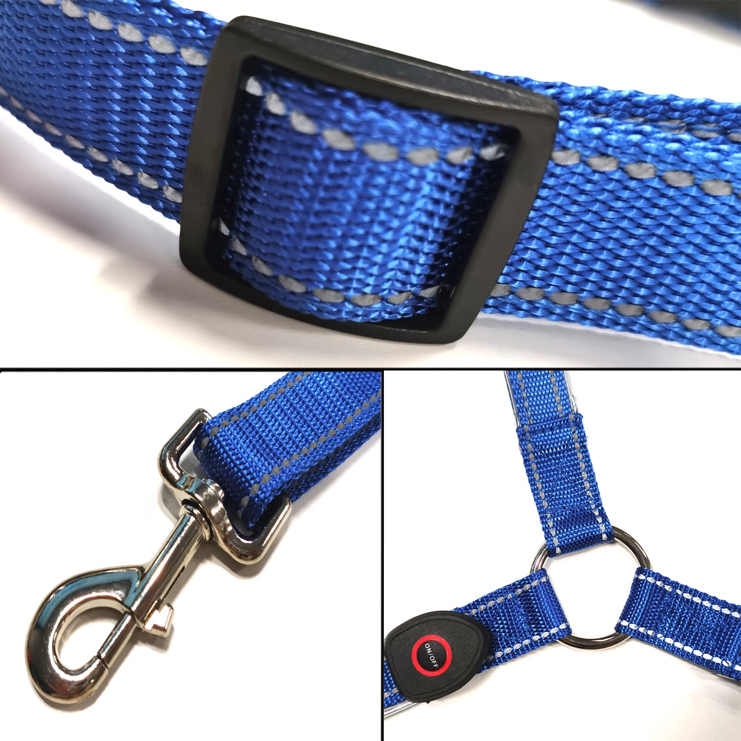 SSZYace Pettorale regolabile a LED per cavallo, in nylon, con luce lampeggiante notturna, equipaggiamento di sicurezza equestre con 3 modalità di illuminazione e ricaricabile tramite USB (blu)