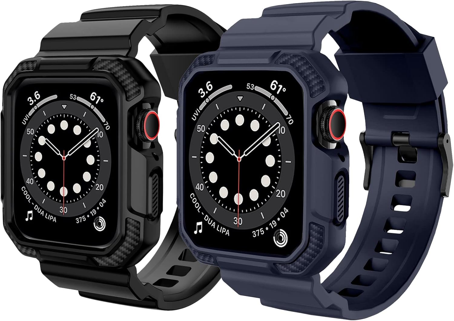 OROBAY Compatible with Apple Watch Band with Case 45mm 44mm 42mm, Matte Black and Midngiht Blue