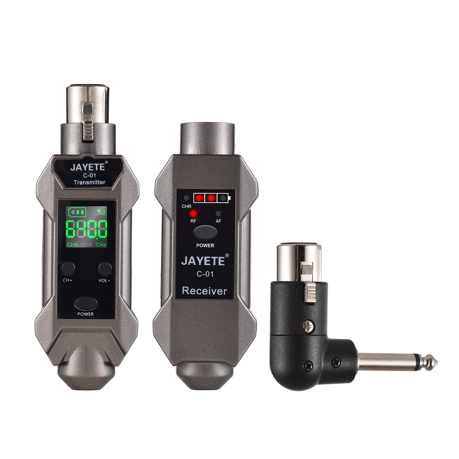 Btuty UHF Convertitore da microfono cablato a wireless Microfono Trasmettitore e ricevitore Compatibile con microfono dinamico/condensatore