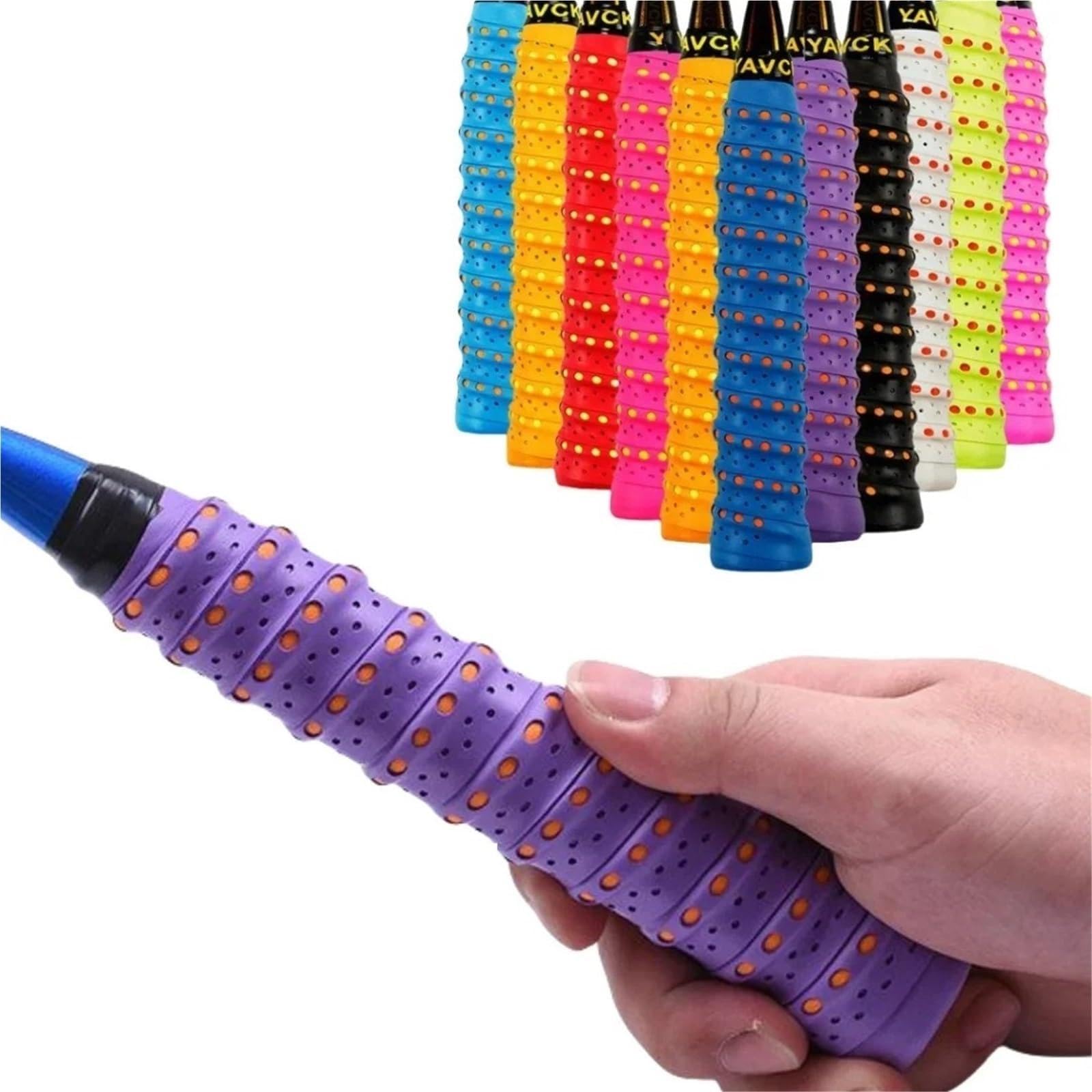 10 bandas antideslizantes para el sudor, agarre de bádminton, cinta deportiva para caña de pescar, raqueta de pádel para bádminton, tenis, raquetas de squash y uso diario