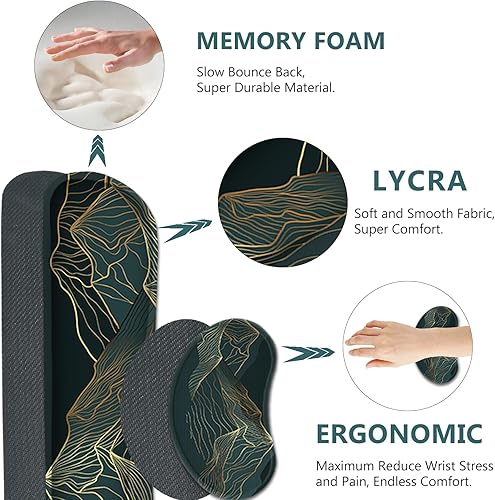 Miniatura 4 de AIMSA Juego de reposamuñecas para teclado y mouse, alfombrilla de escritorio extendida + alfombrilla ergonómica para mouse con reposamuñecas +