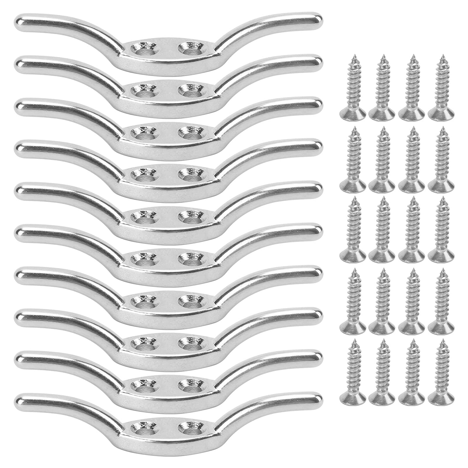 Yuecoom Rope Cleat Hook,2in Flagpole Rope Cleats,Stainless Steel Boat Rope Cleats Hook,Rope Cleats with Screw for Fixing Flagpoles, Boats, Sunshades