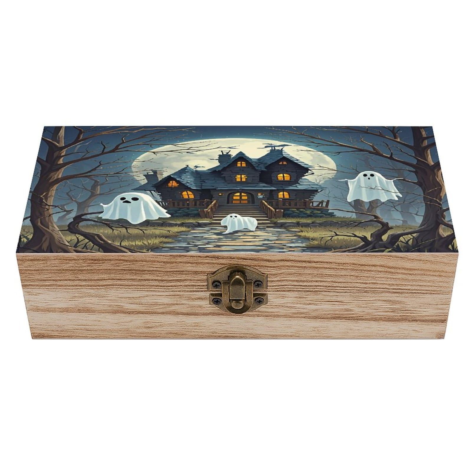 LZQPOEAS Haunted Mansion Wooden Box Storage Space to Organize Jewelry in A Beautiful Small Storage Box Decorative Card Boxes Memory Treasure Boxes for Crafts And Photo Storage