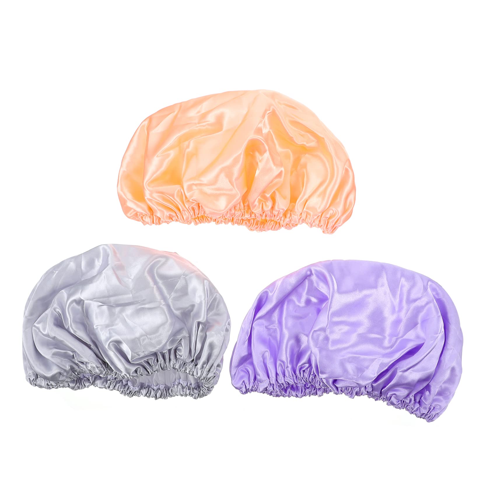 Beaupretty 3 piezas Gorros de Ducha Impermeables para Mujer Doble Eva Diseño Satinado para Cabello Rizado y Trenzas Protección para Dormir y Baño