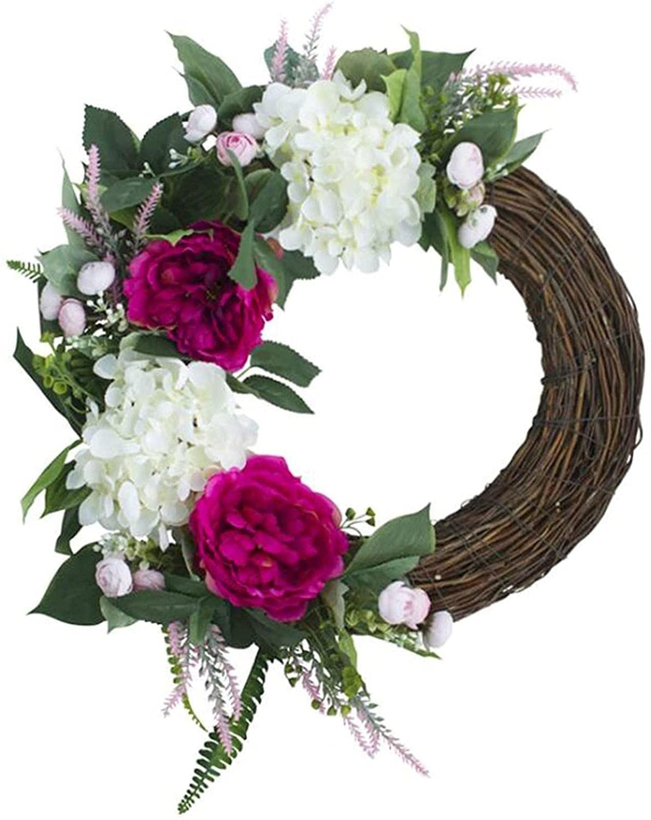 Artificial Wreath Decorative，Rattan Wreath Artificial Flower Home Door Decoration Holiday Simulation Natural Handmade Garland Garden Plant Suitable，for Festival Celebration Front Door/Wall/Fireplace