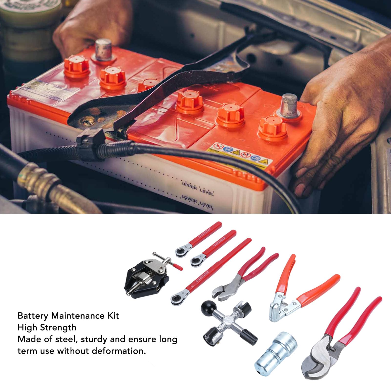 aqxreight Kit di Strumenti per la Manutenzione della Batteria da 9 Pezzi Pinza per Estrattore Divaricatore Multifunzione per Terminale della Batteria per la Maggior Parte della Manutenzione della,
