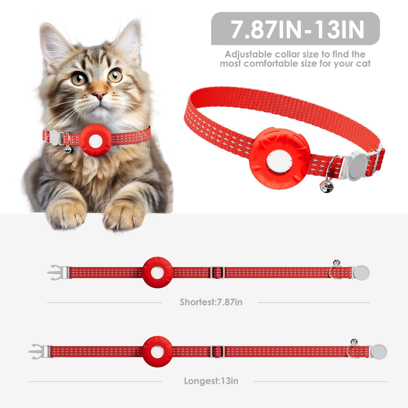 Rastreador GPS para gatos, collar rastreador de gatos con hebilla elástica de seguridad, compatible con Apple Find My App (solo iOS), sin tarifa mensual, impermeable (rastreador blanco, collar