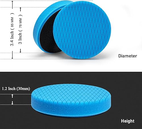 Miniatura 2 de Autolock Almohadillas de pulido de 3 pulgadas, 6 piezas de cara de 3.5 pulgadas de 3.346 in para placa de respaldo de 3 pulgadas, esponja de pulido