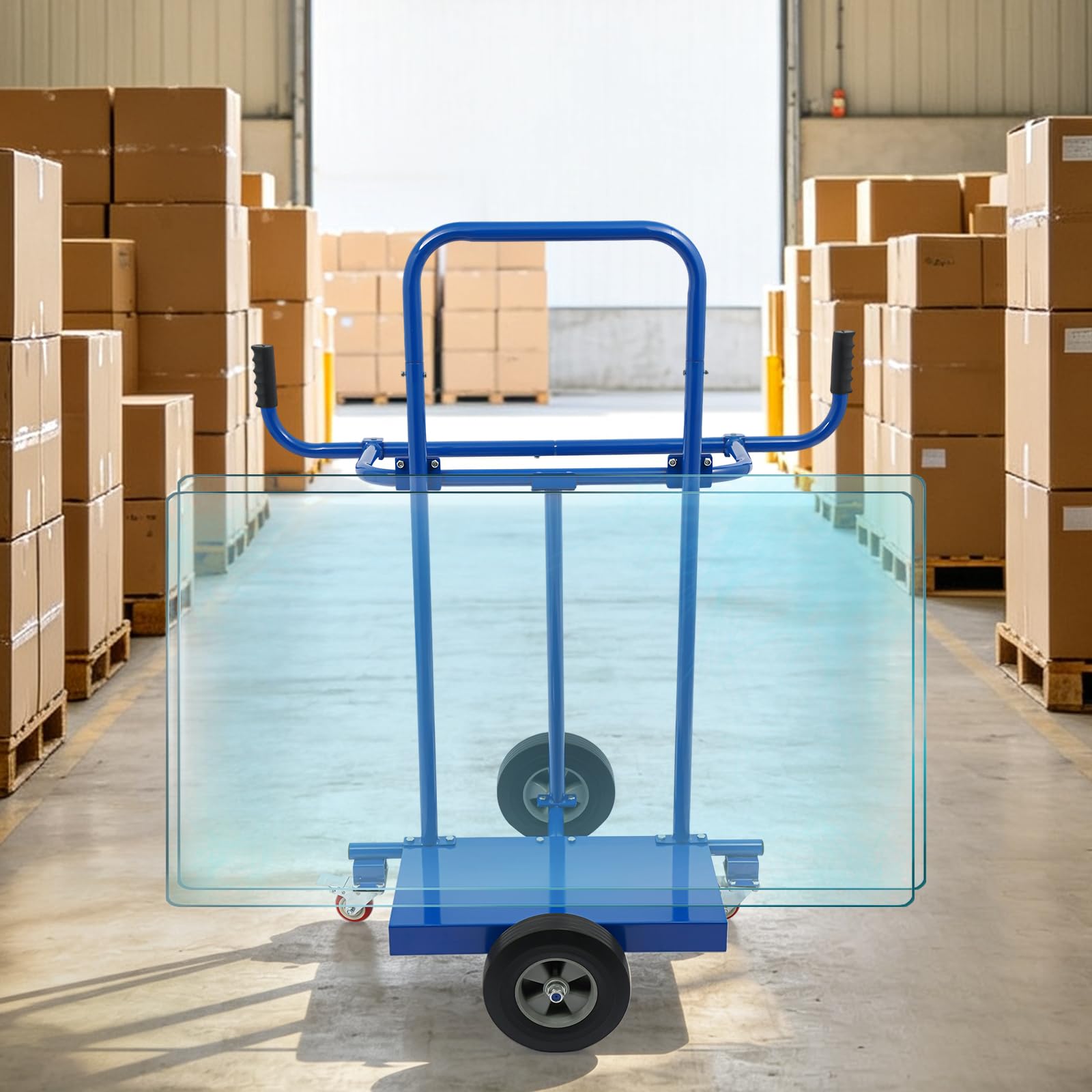 Plattenkarren, 300 kg Tragkraft, Plattenwagen mit 4 Rädern, Transportwagen zum Transport Platten, Fenstern, Holzplatten (Blau)