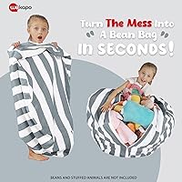 Vista 4 de WEKAPO - Puf con cremallera para guardar juguetes de peluche, hecho de lona de algodón de alta calidad, extragrande de 38 pulgadas, ideal