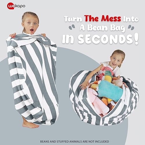 Miniatura 86 de WEKAPO - Puf con cremallera para guardar juguetes de peluche, hecho de lona de algodón de alta calidad, extragrande de 38 pulgadas, ideal para los