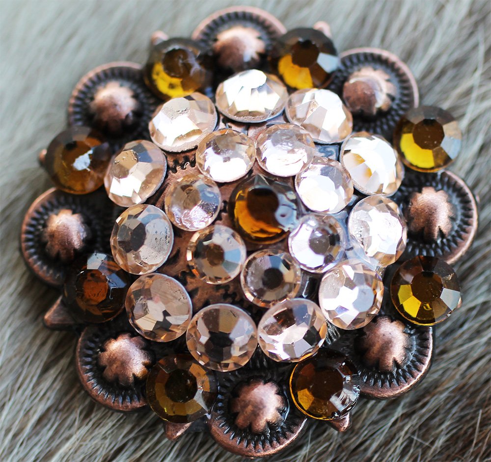 CHALLENGER 4 Conchos Rhinestone Horse Saddle Western Bridle Headstall Screw Back CO436