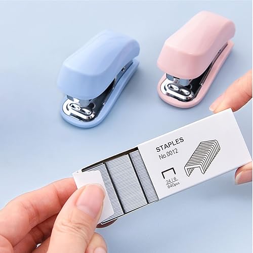 Miniatura 7 de WIWUE GUO Engrapadora, engrapadora con grapas, removedor de grapas, grapadoras para escritorio, mini grapadora, grapas estándar, grapadora pequeña,