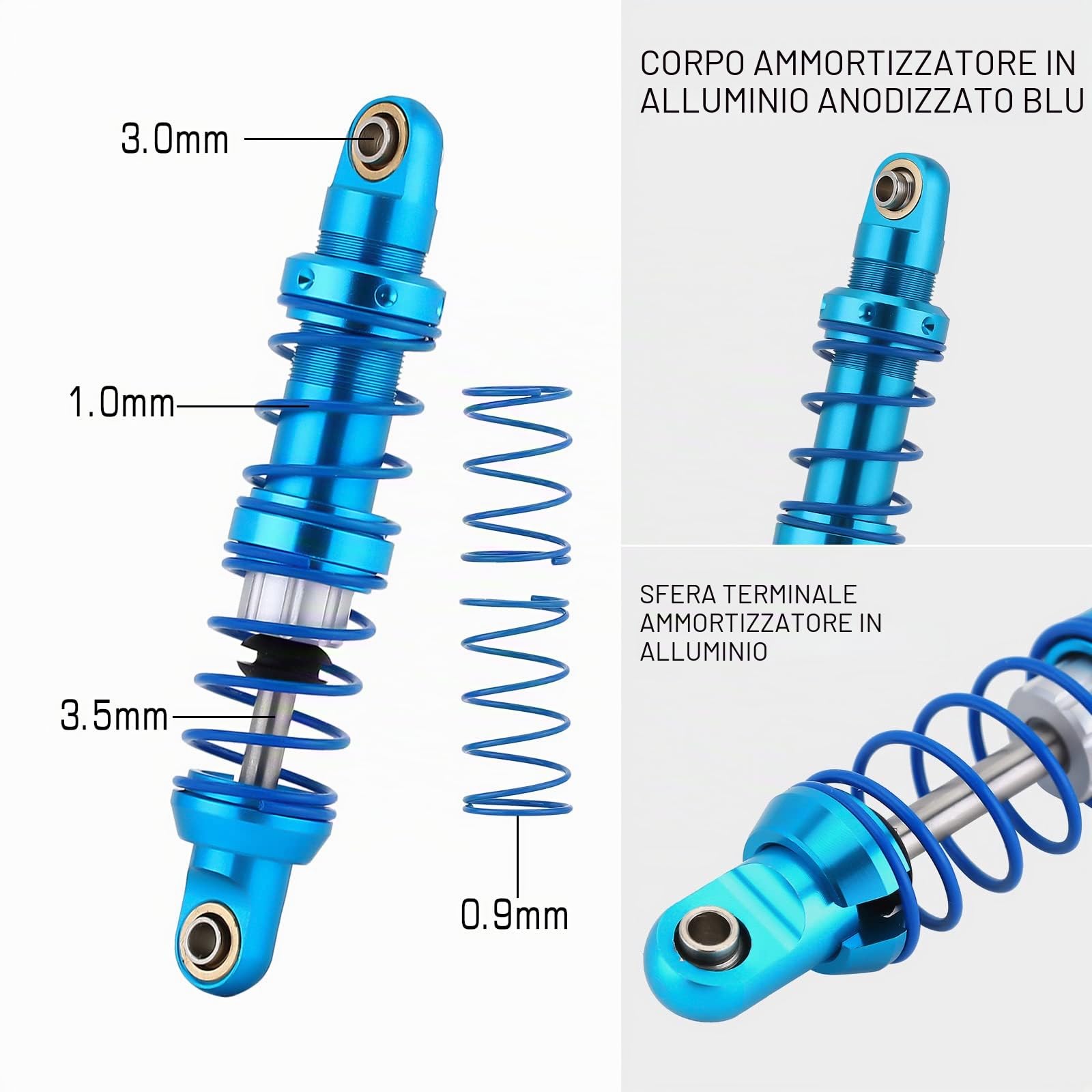 INJORA RC Ammortizzatori RC Shock Absorber RC Damper Set per 1/10 RC Rock Crawler Axial SCX10 TRX4 D90 (70mm)