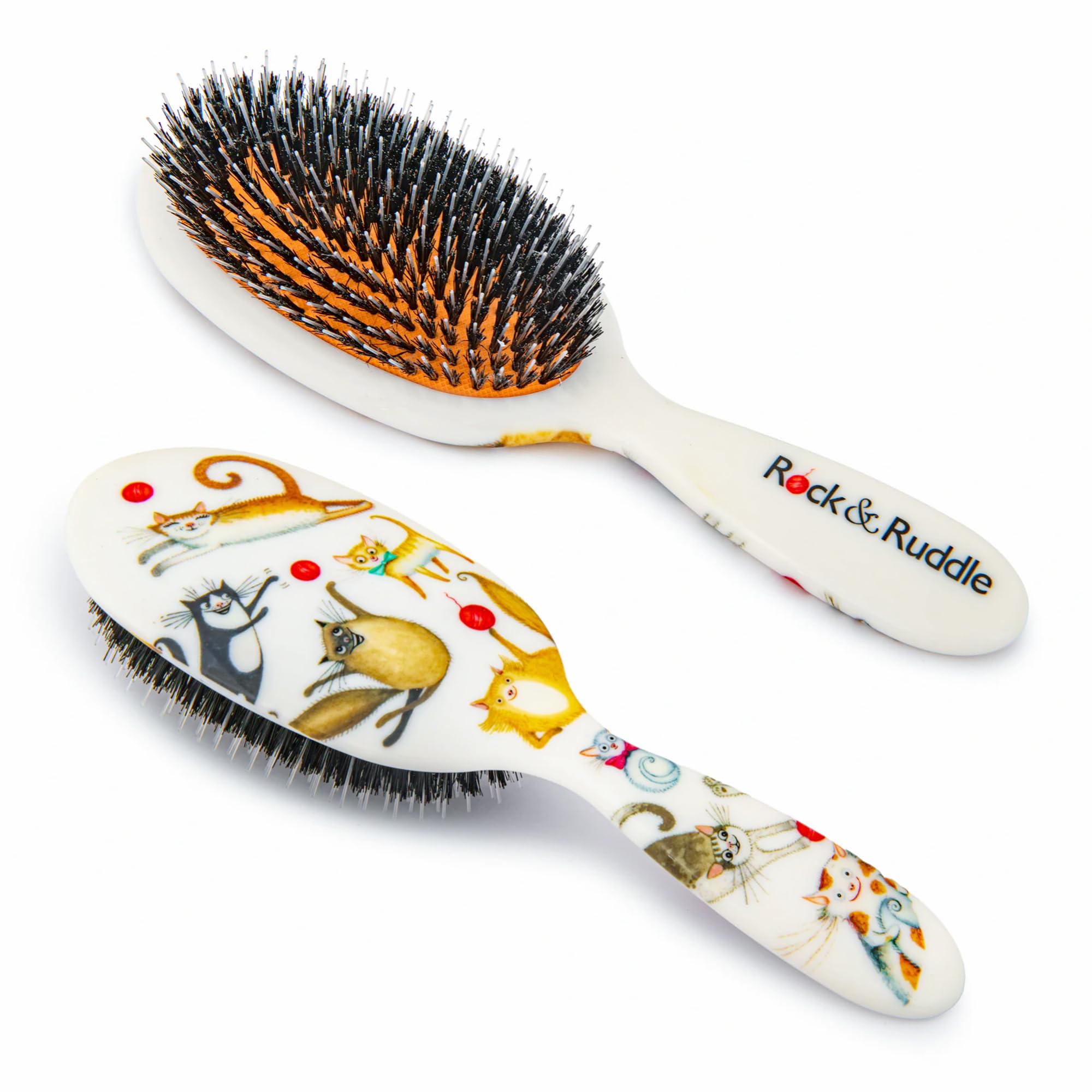 Rock & Ruddle Natural Mixed Boar Bristle Hair Brush for Women and Kids (Small/Travel Size, 17.5cm)