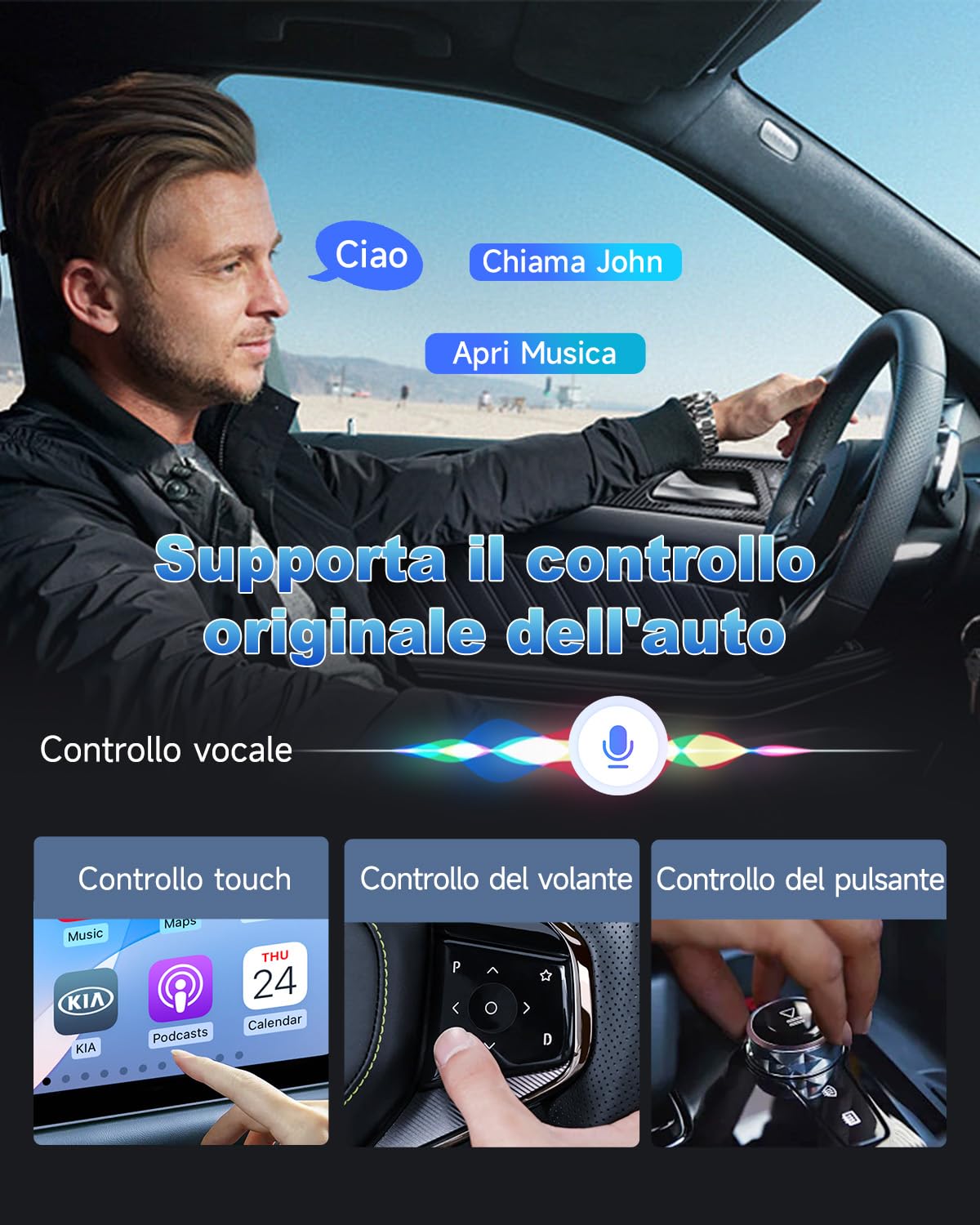 Carlinkit CarPlay e Android Auto, FireDrive Link Pro con HDMI per Fire TV Stick, dongle wireless e convertitore TV auto per CarPlay con cavo OEM, Plug