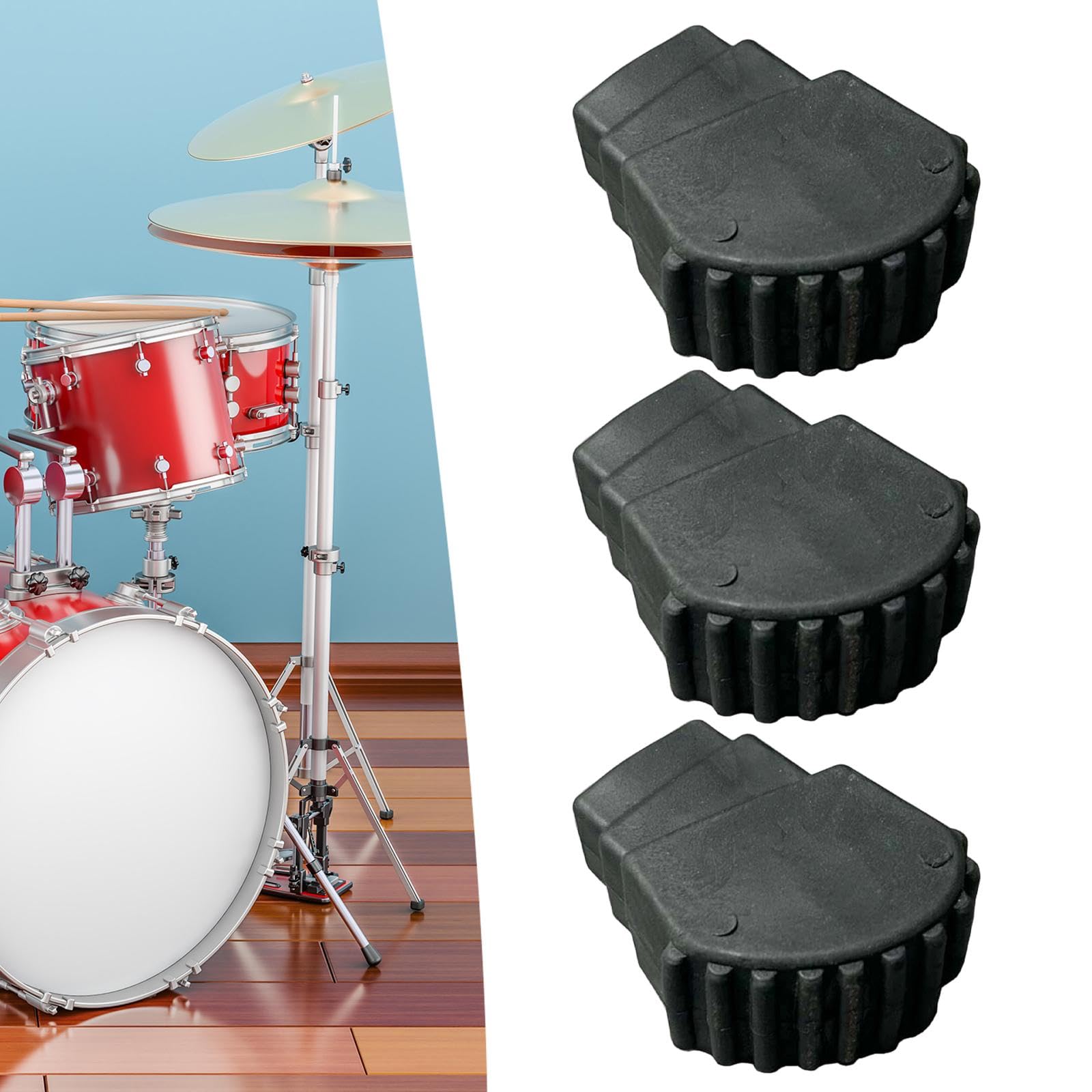 3 Piezas Pies de Batería Protectores de Patas Antideslizantes para Hardware de Batería Instalación Rápida Adecuado para Ensayos Conciertos, Style E