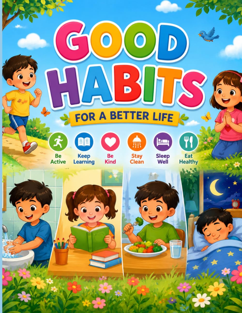 Good Habits Coloring Book for Kids: Fun and Easy Educational Coloring Pages to Teach Kindness, Cleanliness, Sharing, Healthy Habits, and Good Manners for Boys & Girls