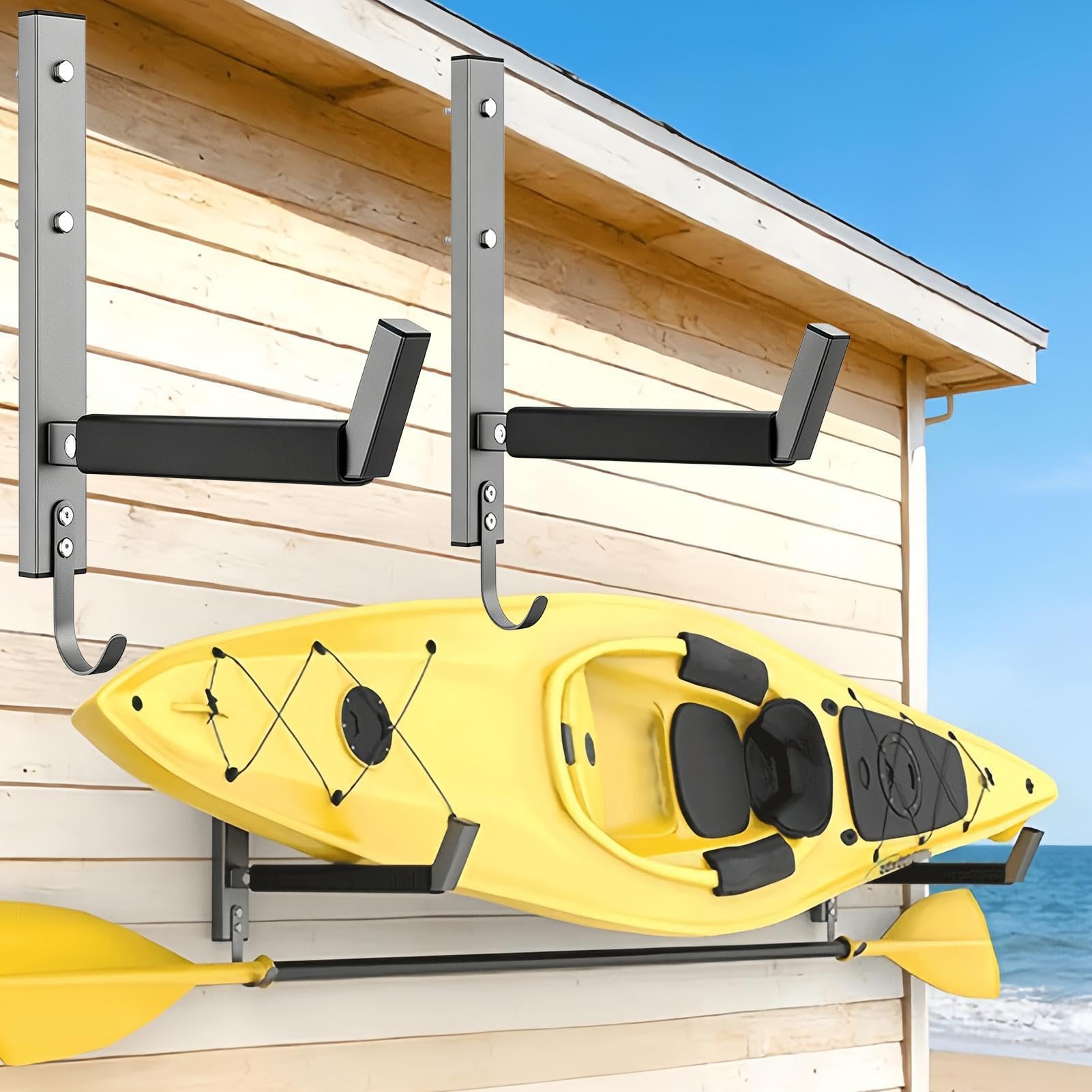 Juego de 2 soportes de pared para kayak, 90 kg de capacidad de carga