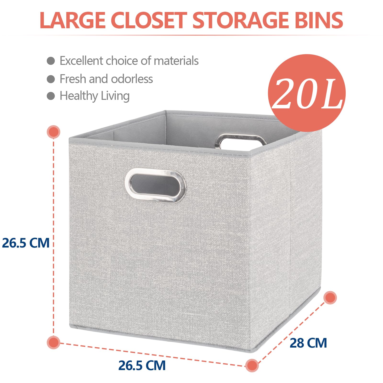 ARVINKEY 2 Pack Foldable Storage Boxes, 20L Non-Woven Fabric Storage Cubes with Handles - Image 3