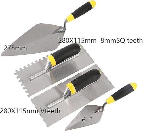 Miniatura 6 de 4 piezas herramientas de hormigón incluye enyesado paleta con dientes SQ enyesado paleta con V teech 11 "albañilería paleta 6" paleta apuntando