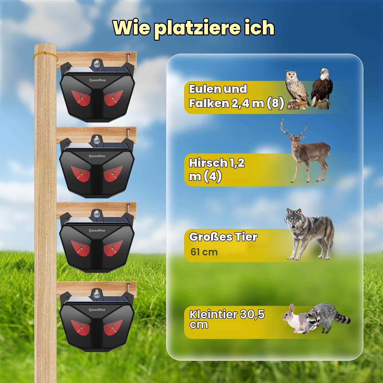 Katzenvertreiber Ultraschall, Katzenschreck für Garten mit Sensor, Solar Katzenabwehr für den Außenbereich mit Flash Light, Ultraschall Abwehrmittel vertreibt zur Vertreibung von Katzen, Batten