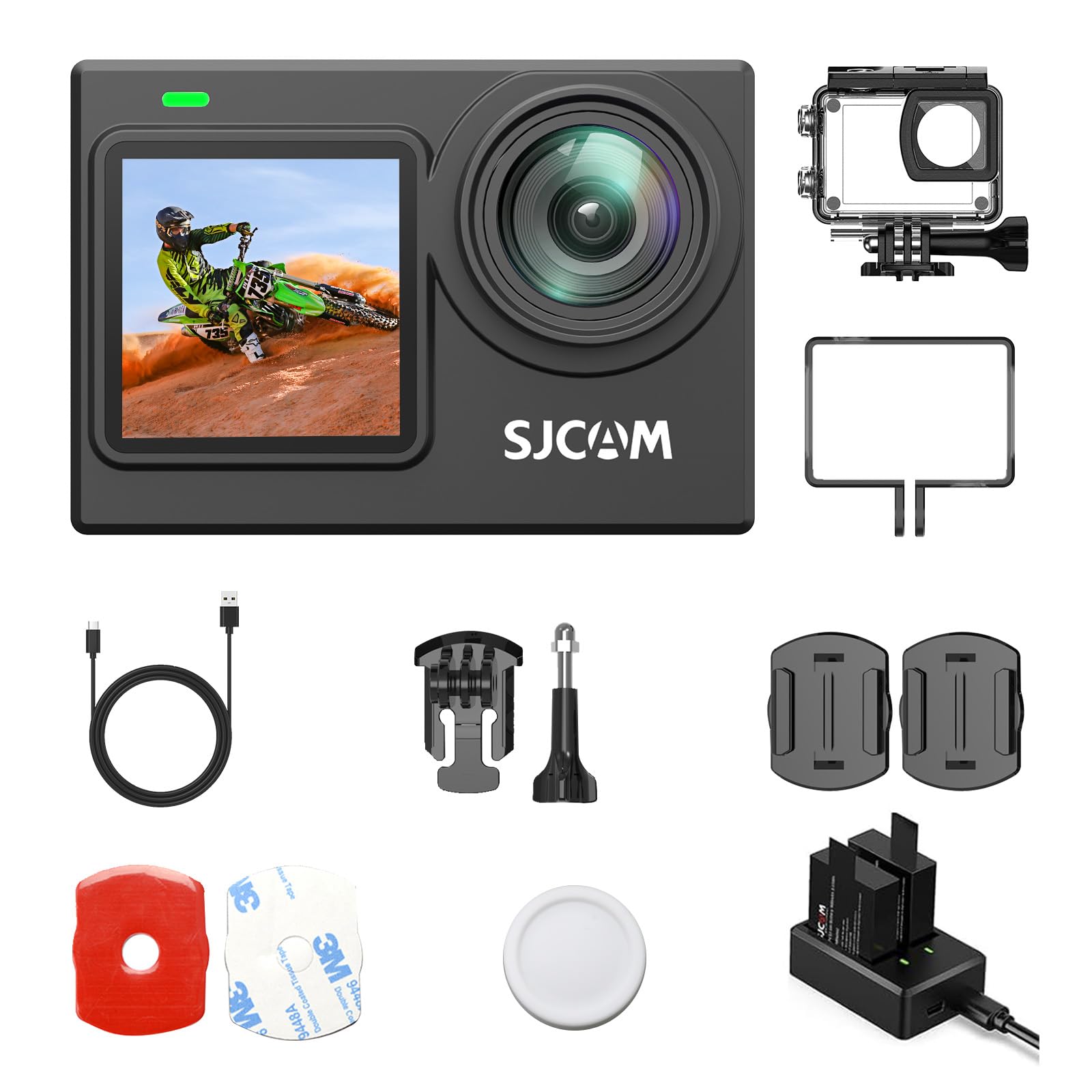 SJCAM SJ6Ultra Camera Sport 4K 30FPS 20MP WiFi Action Cam Double Écran LCD,166° Grand Angle,Stabilisation 6 Axes EIS, Étanche 30M,2 Batteries,pour Vlog Moto Vélo,Plongée