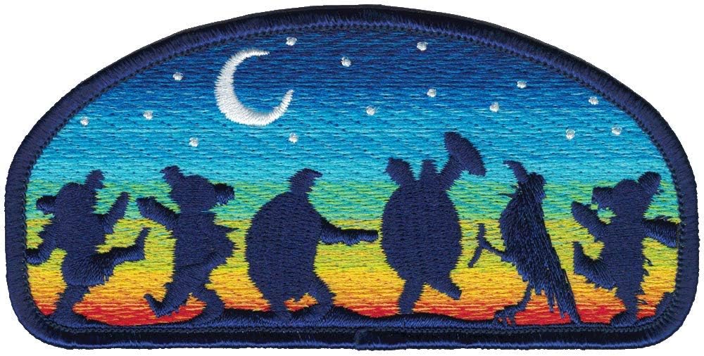 Grateful Dead Moondance Patch with Dancing Bears, Terrapins & a Crow - Iron On or Sew On, Multicolor, 4.5" X 2.25"