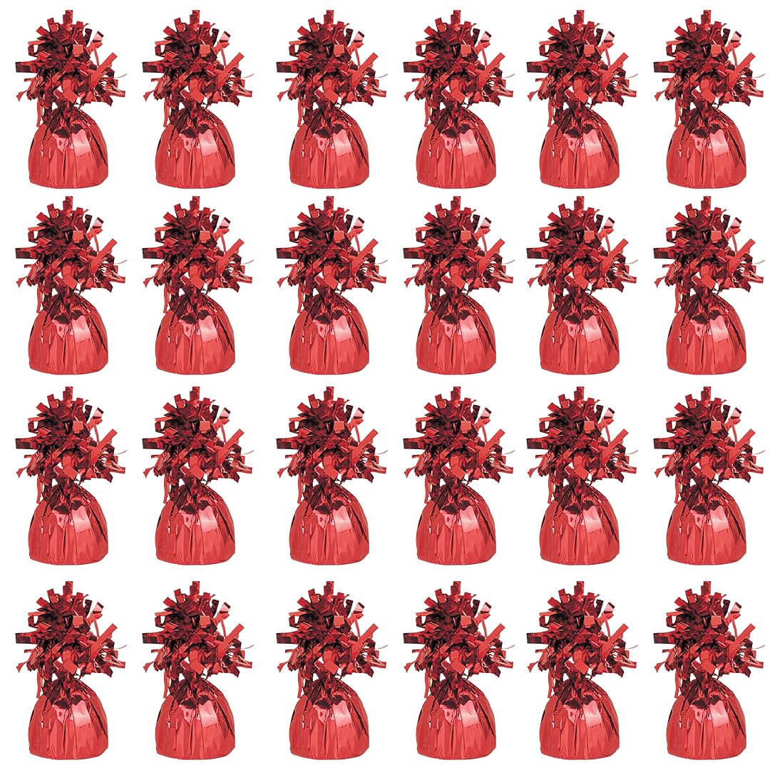 PARTYRAMA.CO.UK Red Foil Helium Balloon Weights 175gr - Pack of 24 - Durable & Colourful for Birthdays Parties, Events & Celebrations - Perfect Balloon Weight Holders — image 1