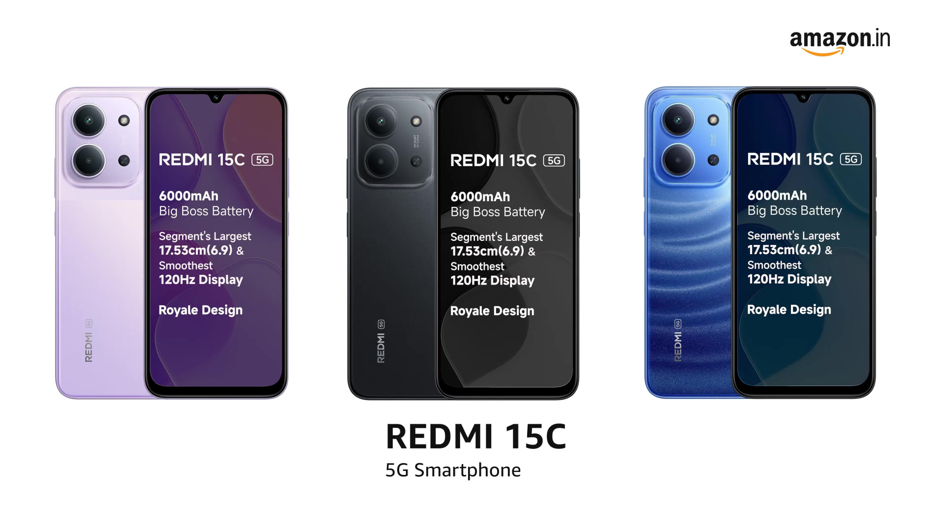 REDMI 15C 5G Midnight Black 8GB + 128GB | Royale Design | Massive