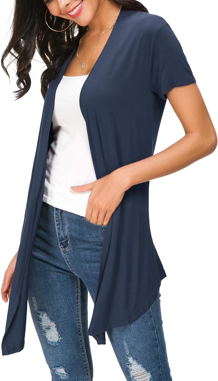 Urban CoCo Womens Open Front Short Sleeve Cardigans for Women Lightweight Summer Drape Cardigan Vest - Image 5