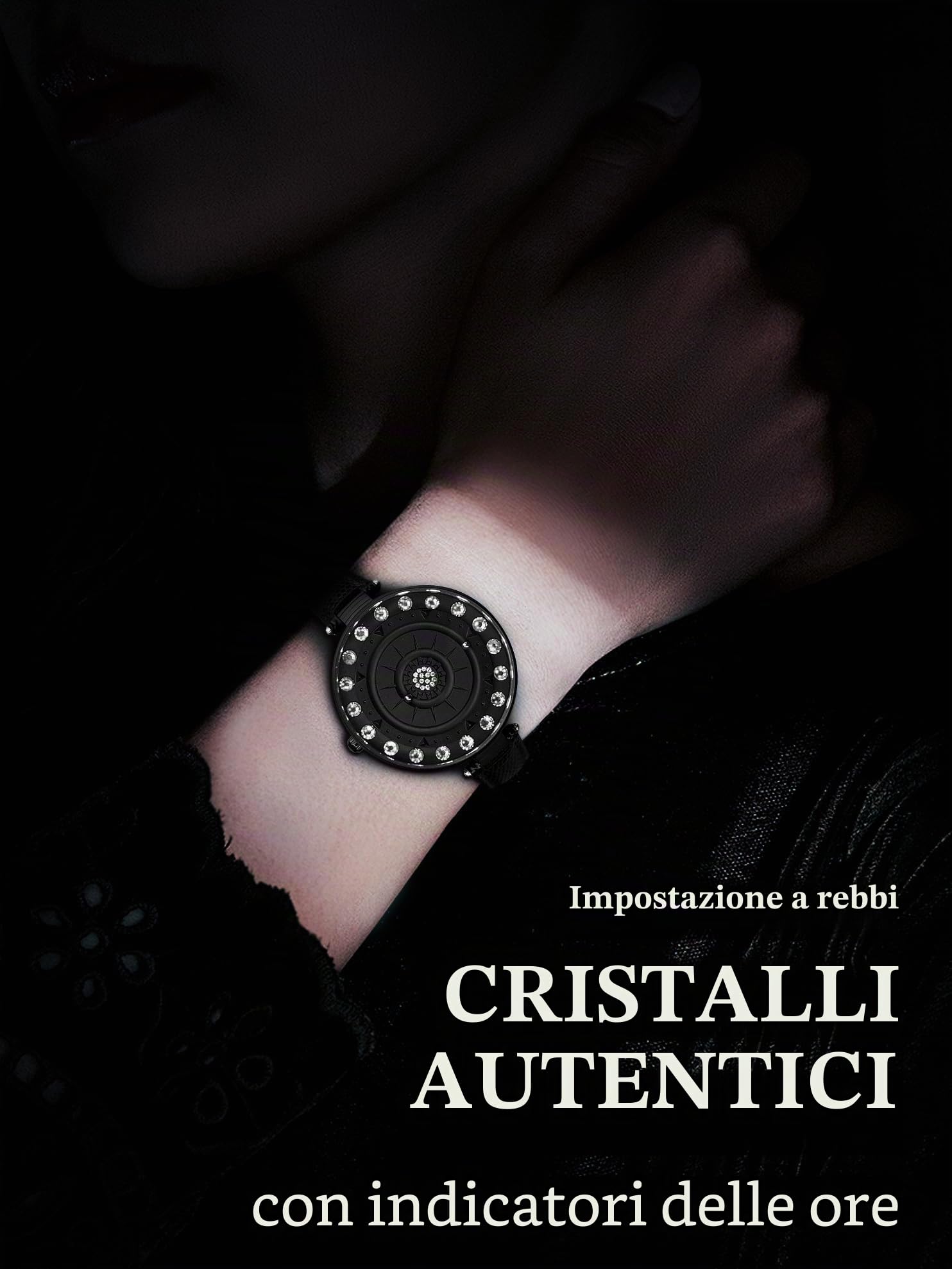 EUTOUR Orologio Magnetico da Donna Cuscinetto a Sfera 3ATM Impermeabile Diamanti Fiore Moda Semplice Quarzo Orologi da Polso da Donna 40mm Cinturino in vera pelle