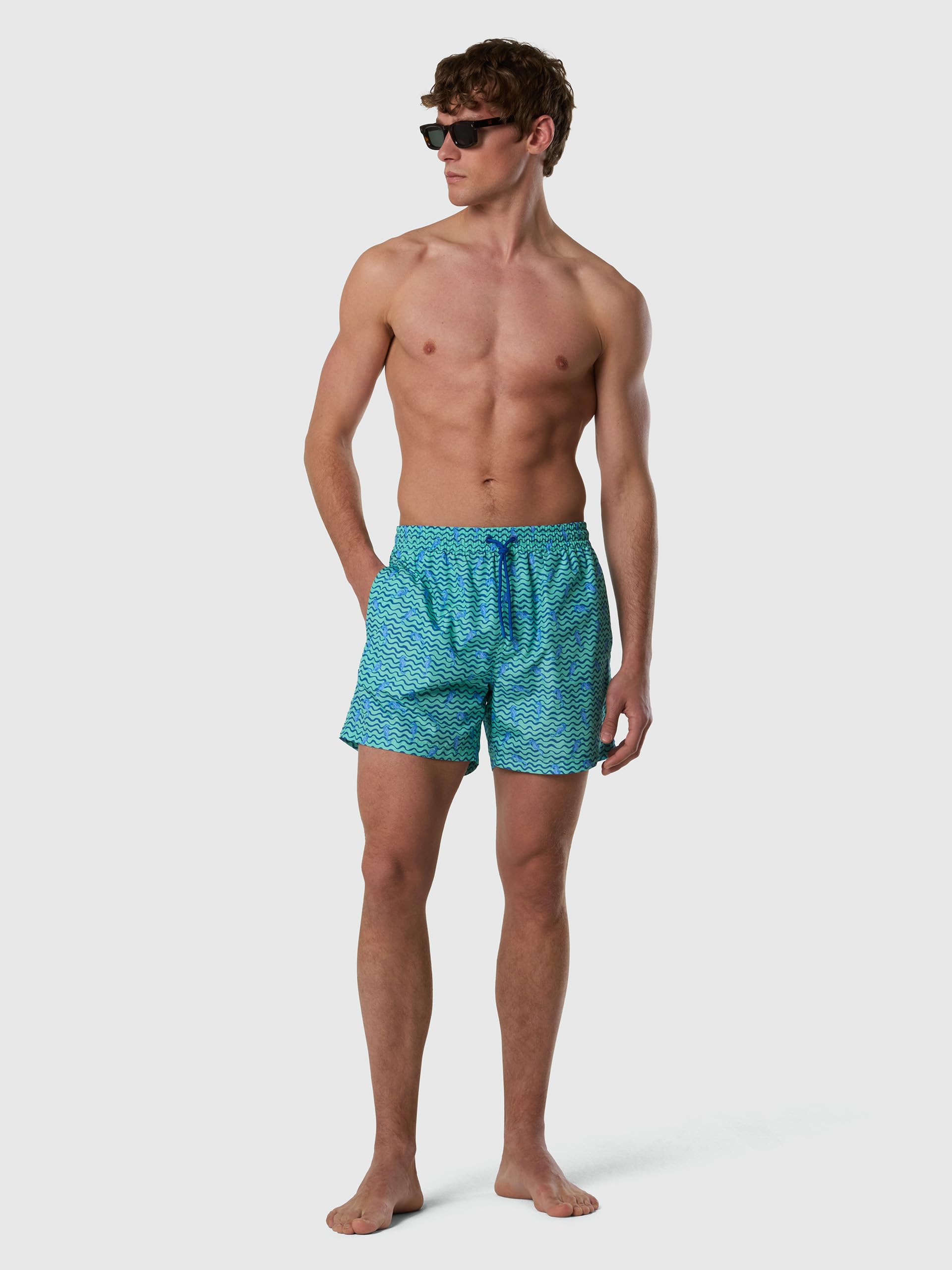 NORTH SAILS Boxer Mare Uomo in Tessuto Riciclato ad Asciugatura Rapida con Stampa all Over