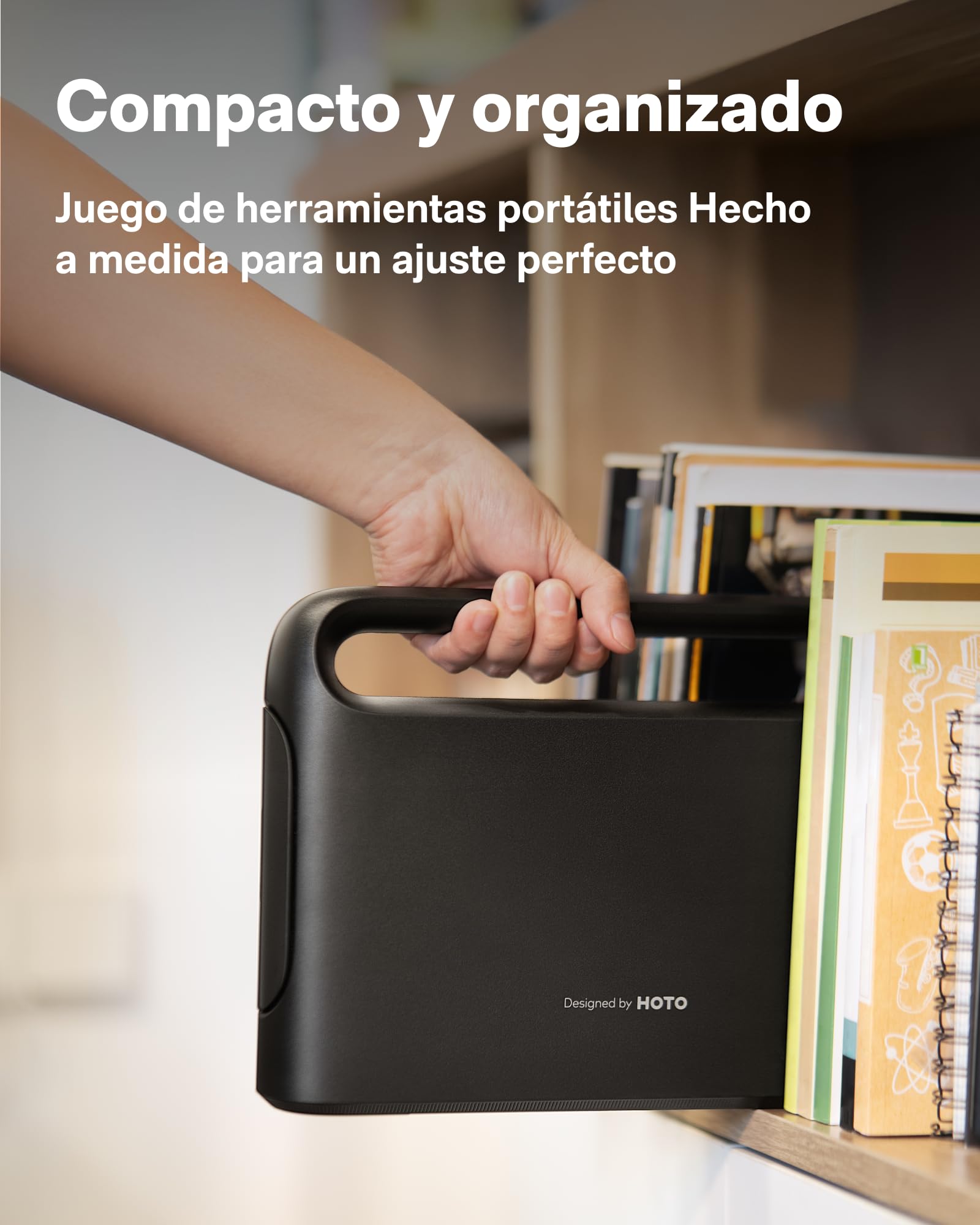 HOTO Kit Herramientas 40 Piezas - Caja de herramientas completa con destornillador electrico (LED, 3 par) + 14 herramientas y 26 accesorios，Organizador profesional para hogar y bricolaje