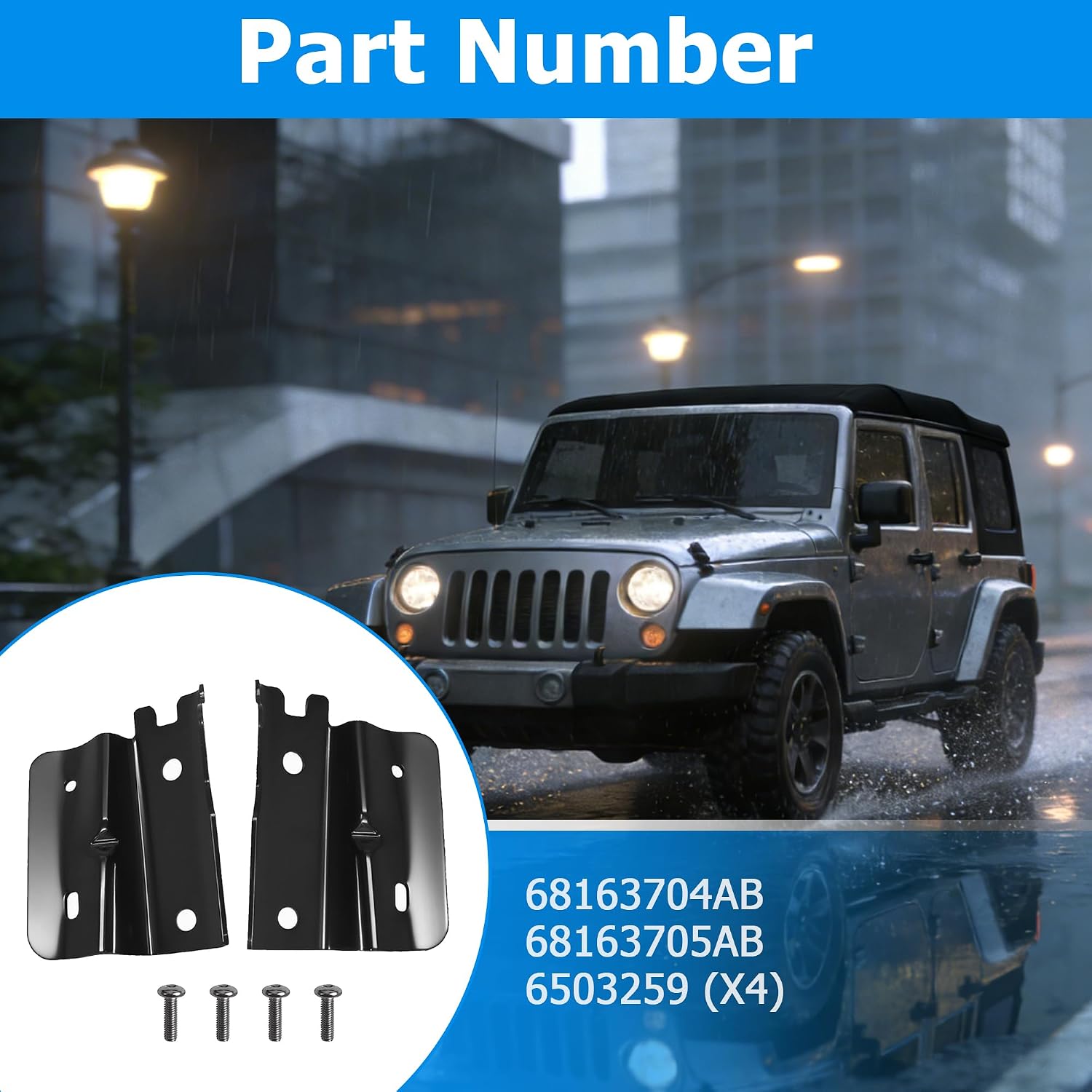 Soft Top Bow Bracket with Screws Driver and Passenger Side Compatible with Jeep Wrangler JKU 4-Door Only 2013-2017 Replaces 68163704AB, 68163705AB