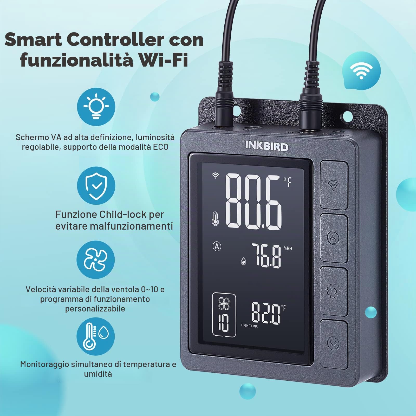Inkbird WiFi Ventola Aspirazione 150MM Con Temperatura e Umidità Controllo,Estrattore aria in linea,APP Controllo,Ventilatore di Scarico per Coltivazione,Idroponica,Bagno,Seminterrato