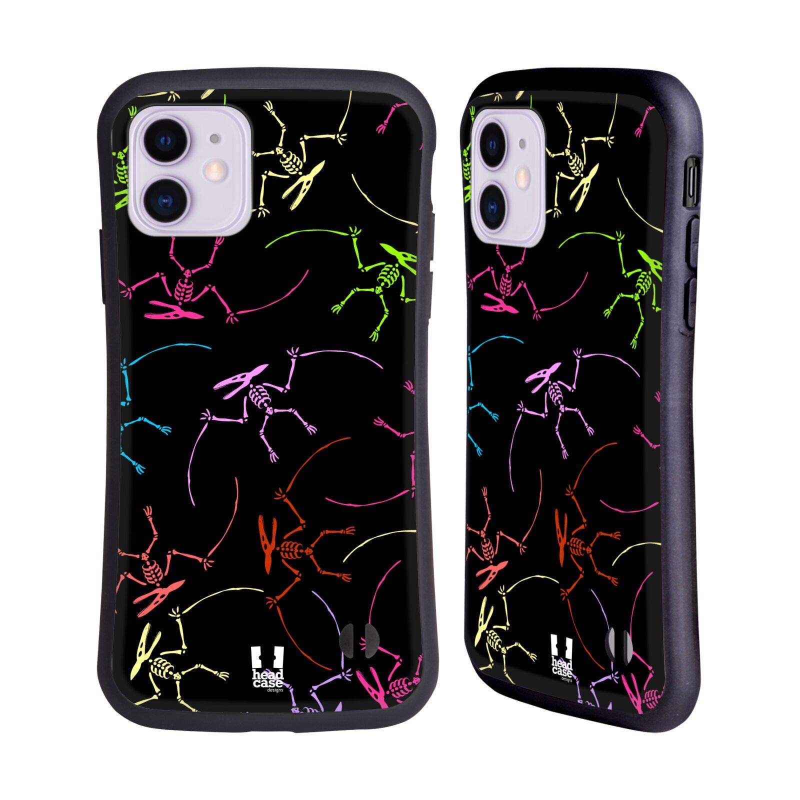 Head Case Designs Ptero Neon Dino Fossil Patterns Hybrid Case Compatible with Apple iPhone 11