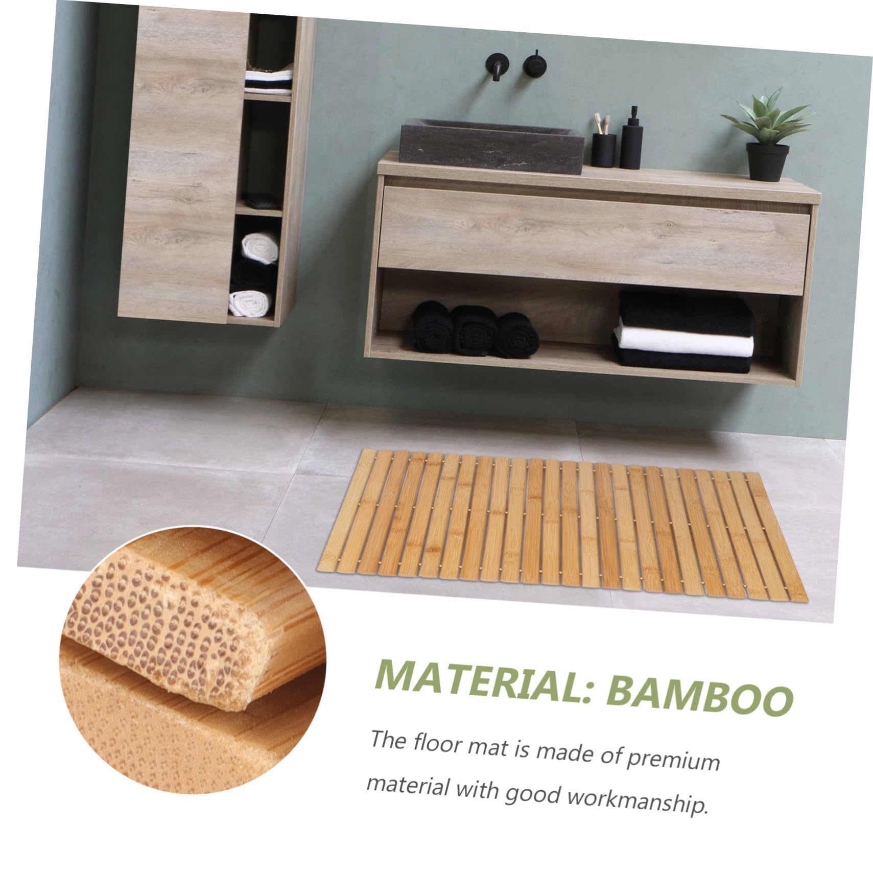 VALICLUD Tapete Antideslizante para Baño Alfombra De Bambú Tapete De Suelo para Pies para Decoración De Baño y Entrada De Bambú