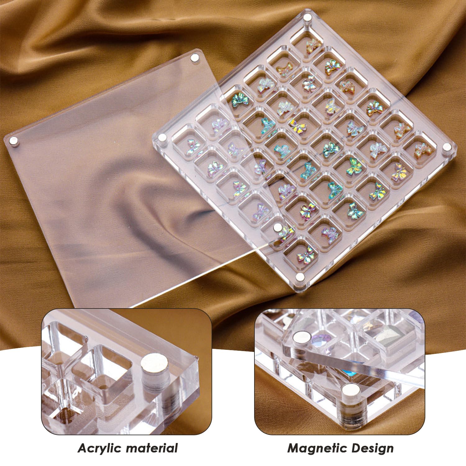 2 Acryl-Bohrkästen, Acryl-Magnetschalen-Displaybox, Acryl-Display-Ständer, Acryl-Magnetschale
