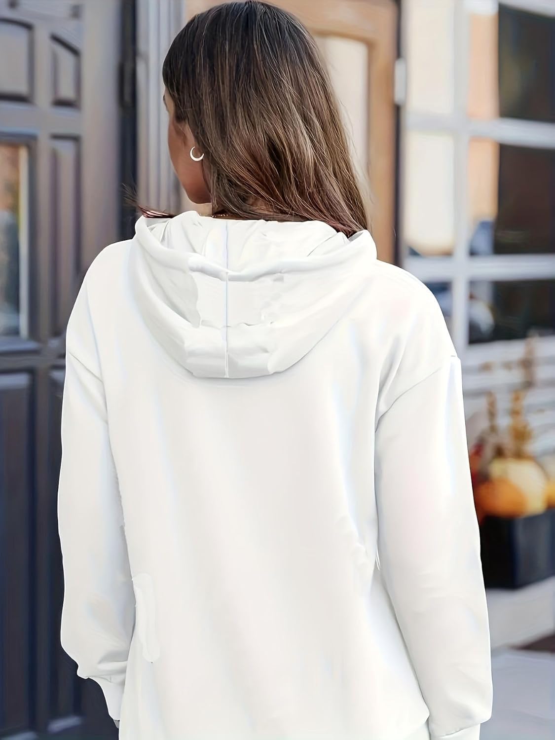 Women Hoodies Pullover Casual Thin Sweatshirts with Pockets Loose Fit Long Sleeve Drawstring Design Hoody Sweatshirt - Image 6